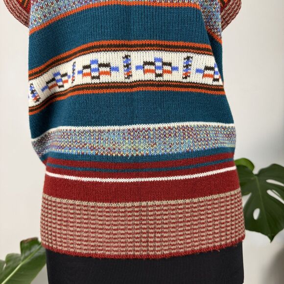 Vintage 70s 80s Knit Sweater Vest Southwestern Aztec Geometric Pattern - Picture 6 of 11